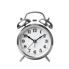 Untitled design - Digital png photo of silver alarm clock on transparent background