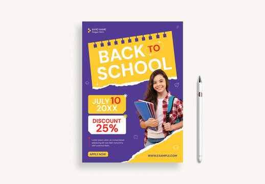 Modern Back to School Sale Promotion Flyer Template