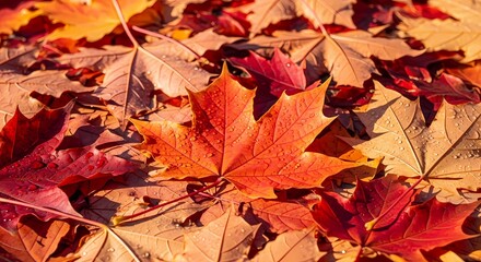 Fototapeta premium Autumn Leaves: Vibrant Fall Foliage Background Texture