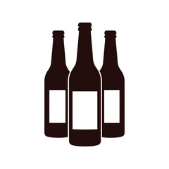 Three dark glass bottles with blank label templates for beverages or drinks vector