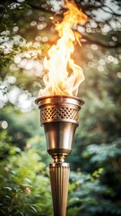 Naklejka premium A torch with a roaring flame at the center