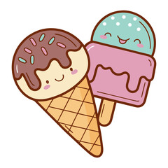 Cute Ice Cream Cone and Popsicle with Sprinkles