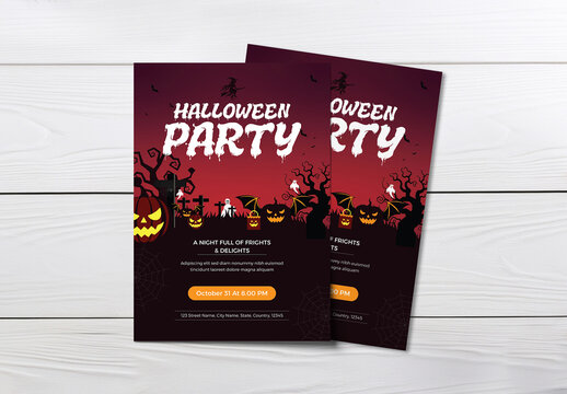 Modern Halloween Party Invitation Card Template