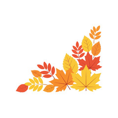 Obraz premium Autumn leaves corner decoration seasonal foliage design elements vibrant colors vector