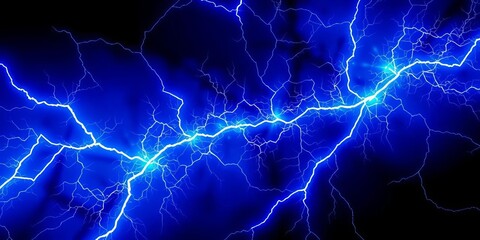 Fototapeta premium Abstract lightning bolt fractal, vibrant electric blue energy field, electrifying lines, fantasy, electricity