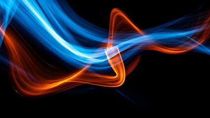 Abstract energy wave background with dynamic blue and orange light effect
