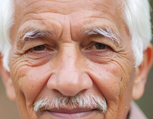 Close-up portrait of a smiling elderly man