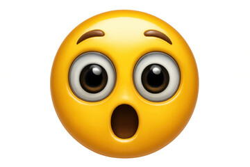 Fototapeta premium Shocked 3d emoji featuring bulging eyes and gaping mouth, expressing intense surprise against transparent backdrop