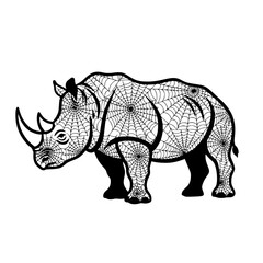 Fototapeta premium A digitally crafted artistic rendering of a rhinoceros. Its textured skin features intricate spiderweb patterns, creating a bold and symbolic fusion of wildlife and design.
