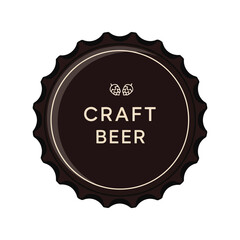 Vintage craft beer bottle cap emblem retro brewing label design element vector