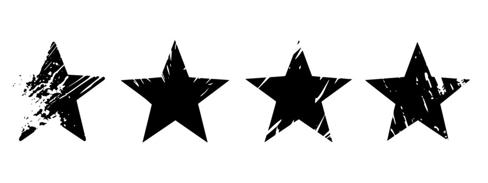 Grunge Hand-Drawn Star Doodles Vector Set