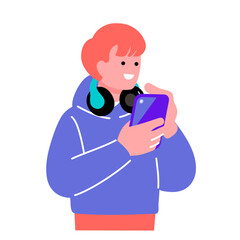 スマホを使うポップでカラフルな若者のイラスト