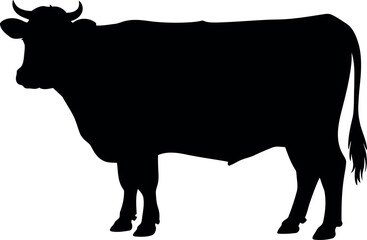Silhouette of a standing cow farm animal silhouette vector illustration farm livestock agriculture vector