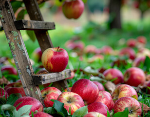 Apple Orchard Harvest Scene - Autumn Fruit Picking