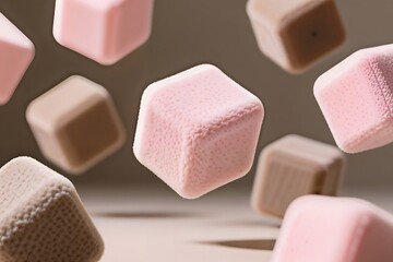 Floating Pink & Beige Ice Cream Cubes - Minimalism
