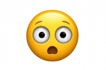 3d illustration of a hushed face emoji expressing disbelief and surprise, isolated on a transparent background