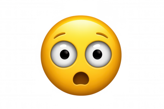 3d illustration of a hushed face emoji expressing disbelief and surprise, isolated on a transparent background