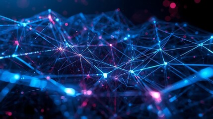 Dynamic digital network connections glowing with vibrant energy