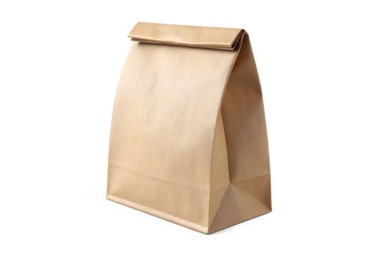 Brown Paper Lunch Bag Isolated on Transparent Background