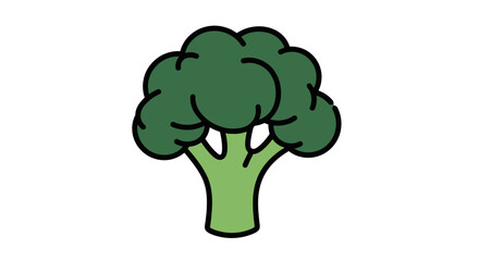 A simple cartoon illustration of a fresh, green broccoli vegetable, isolated on a white background.