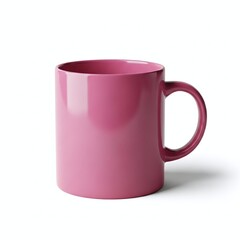 A pink ceramic mug isolated on white background, perfect for coffee, tea, or any beverage, representing warmth, comfort, and a simple pleasure