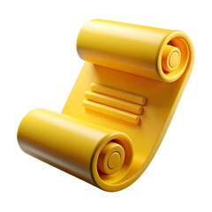A vibrant yellow scroll with rolled ends and embossed lines, isolated on white background, evokes themes of knowledge, history, and classic communication methods