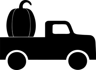 Farm Trucks with Pumpkins Silhouette | Vintage Harvest Vehicle Clipart | Rustic Fall Tractor SVG Design