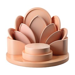 Peach podium isolated on white background, a symbol of presentation, display, and product showcase, rendered in a sleek 3d style, perfect for advertising campaigns