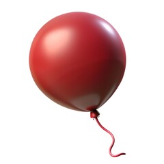 A glossy red balloon isolated on white background, showcasing its smooth surface and vibrant color, perfect for celebrations and festive occasions