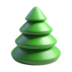 A simple green christmas tree, isolated on white background, representing the holiday season and festive decorations with its minimalist and clean design