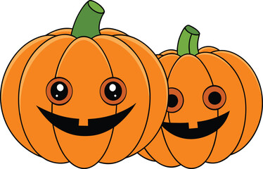 Funny smiling pumpkins for Halloween or Thanksgiving celebrations.