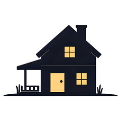 house with yellow light