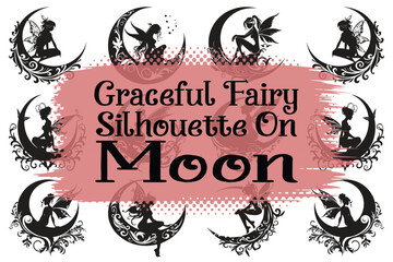 Obraz premium Graceful Fairy on Moon Silhouette Bundle