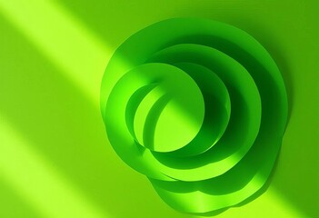 Layered green paper circles, light and shadow play, abstract texture, fresh, abstract