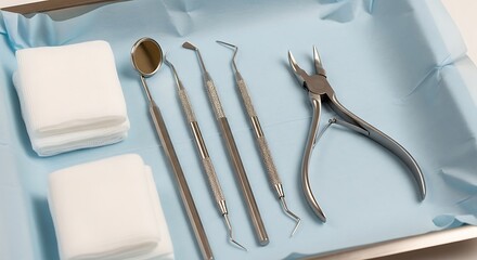 Dental Instruments and Supplies on a Tray.