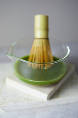 Close up pure matcha green tea