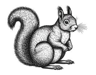 Detailed Vintage Squirrel Illustration on Clear Background for Art Projects