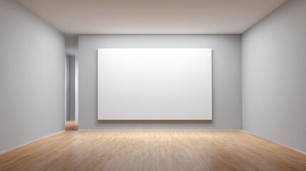 Minimalist Gallery Interior with Blank Canvas and Wooden Floor, Ideal for Art Mockups and Presentations