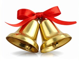 Festive bells tied with red ribbon