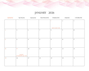 Minimalist 2026 Desk Calendar Printable – January