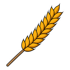 Vector illustration of a golden wheat stalk on a white background