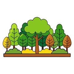 forest with green trees on a white background