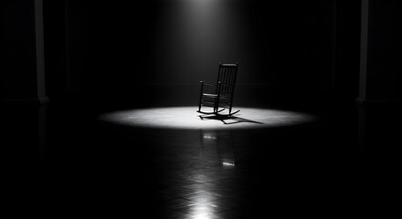 Solitude's Embrace: A Rocking Chair in the Dark