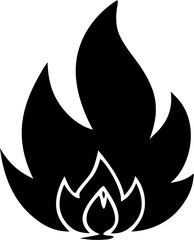 Flame Silhouette Vector | Fire Shape Outline | Burning Heat Icon Clipart Design