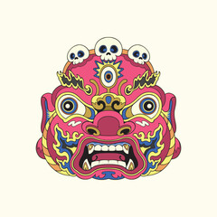 Naklejka premium Calonarang Dance Mask design art
