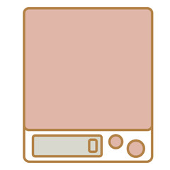 シンプルなピンクの可愛い料理用デジタルスケールのイラスト