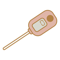 シンプルな料理用のデジタル温度計のイラスト｜ピンク、可愛い