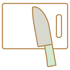 シンプルなまな板と包丁のイラストセット