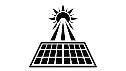Solar panel with sun isolated on white background for renewable energy flat icon