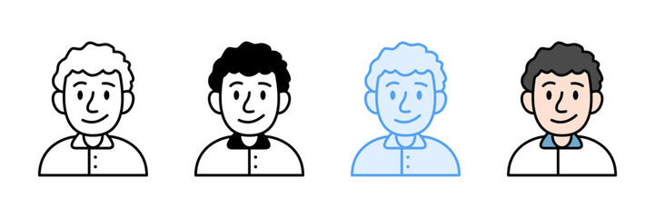 Curly Hair Icon Set Multiple Style Collection